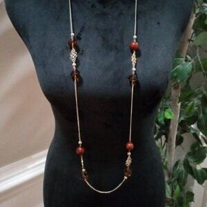 Womens Fashion Elegant Chunky Rhinestone Charm Beaded Long Necklace